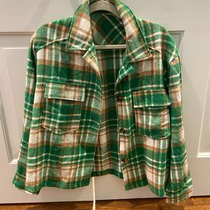 Gameday Shacket/Flannel - Women's M - Green and Gold